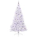 vidaXL Umelý vianočný stromček Biela 240 cm PVC a oceľ