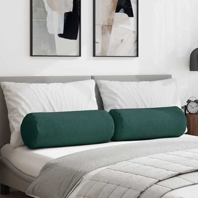 vidaXL Podložkové vankúše 2 pcs Tmavozelená Ø 25 x 70 cm látka