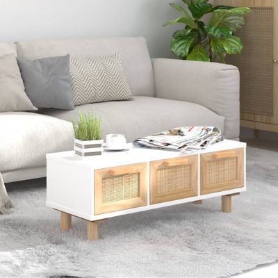 vidaXL Konferenčný stolík biely 80x40x30 cm spracov. drevo a borovica