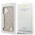 Puzdro Guess Case Magsafe 4G PU Kožené s trojuholníkovým logom a zlatým kovovým rámom fotoaparátu pre iPhone 17 Ružová