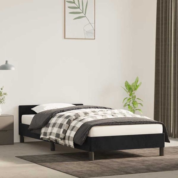 vidaXL Posteľný rám s čelom bez matraca čierny 80x200 cm zamat