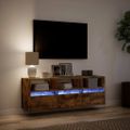 vidaXL TV nástenná skrinka s LED svetlami dymový dub 130x31x45 cm