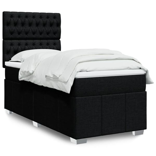 vidaXL Boxspring posteľ s matracom čierna 100x200 cm látka