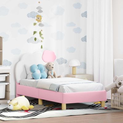 vidaXL Rám detskej postele s čelom Ružová 70 x 140 cm PU