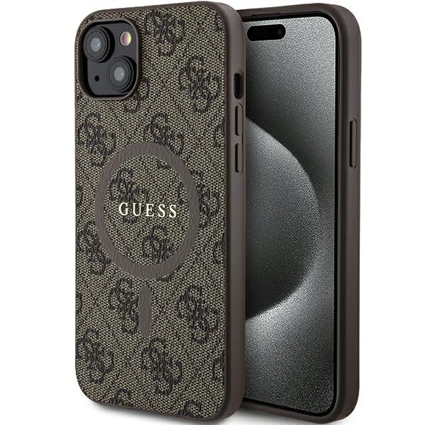 Puzdro Guess pre iPhone 15 6,1" GUHMP15SG4GFRW hnedá HC MAGSAFE PU 4G RING CLASSIC LOGO