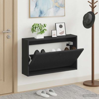 vidaXL Nástenný botník EDE 71 x 17 x 43 cm Kompozitné drevo Čierna
