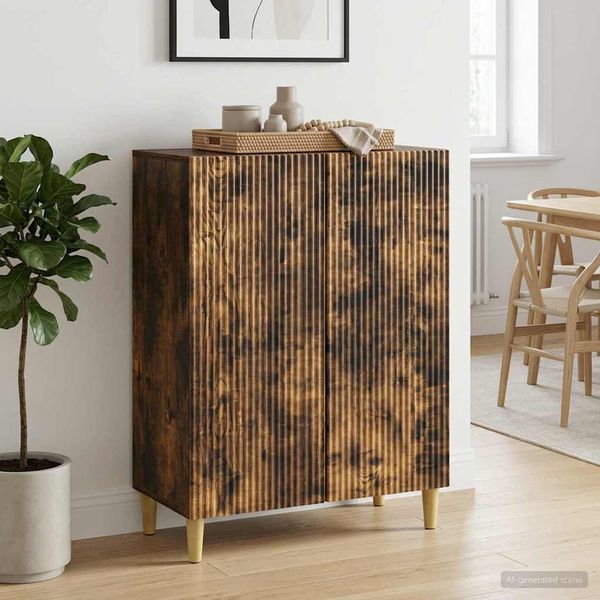 vidaXL Servírovacia skriňa Dymový dub 66 x 34,5 x 90 cm