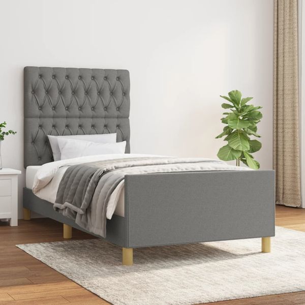 vidaXL Posteľ bez matraca tmavosivá 100x200 cm látka