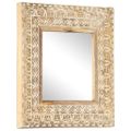 vidaXL Ručne vyrezávané zrkadlo 50x50x2,6cm masívne mangovníkové drevo