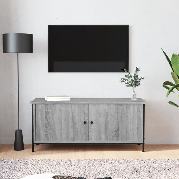 vidaXL TV skrinka s dvierkami sivá sonoma 102x35x45cm kompozitné drevo