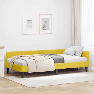 vidaXL Rohový rám postele s čelnou doskou Žltá 80 cm x 200 cm Zamat