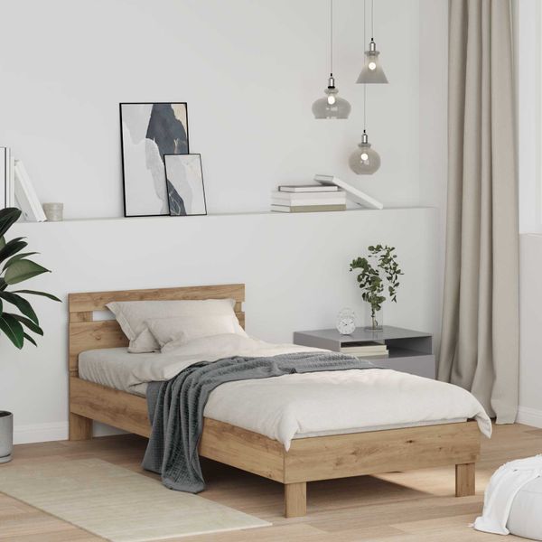 vidaXL Rám postele Remeselný dub 98.5 x 200 cm Kompozitné drevo