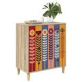 vidaXL Příborník ESSEN Potlač slnečníc 66 x 36,5 x 75 cm Sonoma