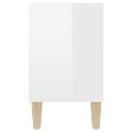vidaXL TV stolík nohy z masívneho dreva lesklý biely 103,5x30x50 cm