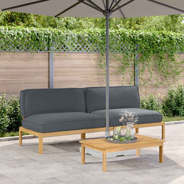 vidaXL Sada pohoviek Antracit 240 x 92 x 69 cm Pevné akáciové drevo