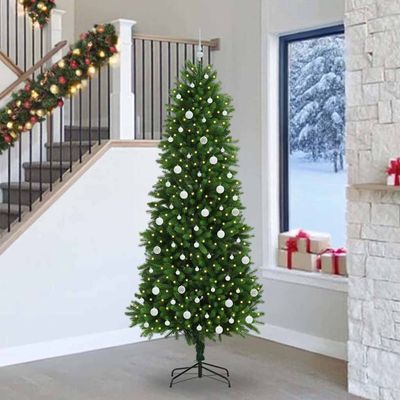 vidaXL Vianočný stromček s 300 LED-i so stojanom Zelená 240 cm PE