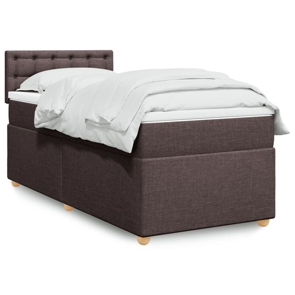 vidaXL Boxspring posteľ s matracom tmavohnedá 90x190 cm látka