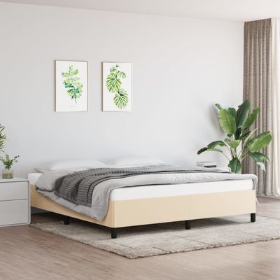 vidaXL Posteľ bez matraca krémová 180x200 cm látka