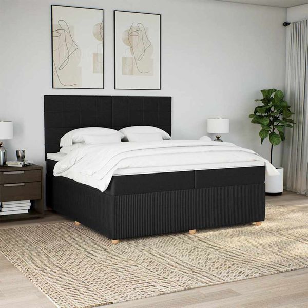 vidaXL Boxspring posteľ s matracom čierna 200x200 cm látka