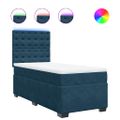 vidaXL Posteľný rám boxsping s matracom modrá 90x190 cm zamat