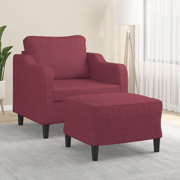 vidaXL Kreslo s podnožkou vínovo-červené 60 cm látka