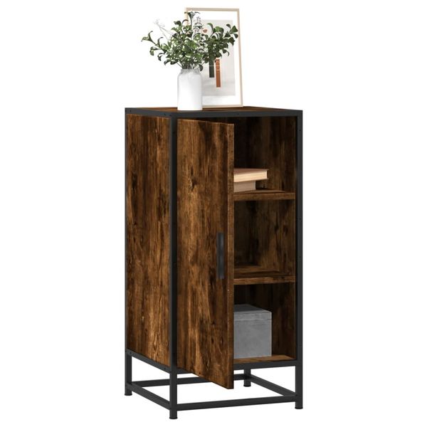 vidaXL Komoda dymový dub 35,5x35x76 cm kompozitné drevo a kov