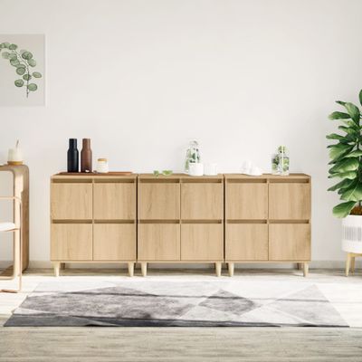vidaXL Komody 3 ks dub sonoma 60x35x70 cm kompozitné drevo