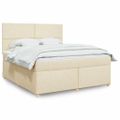 vidaXL Posteľný rám boxspring s matracom krémový 180x200 cm látka