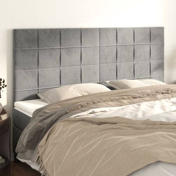 vidaXL Čelo postele, svetlosivé, 200x5x118/128 cm, zamatové