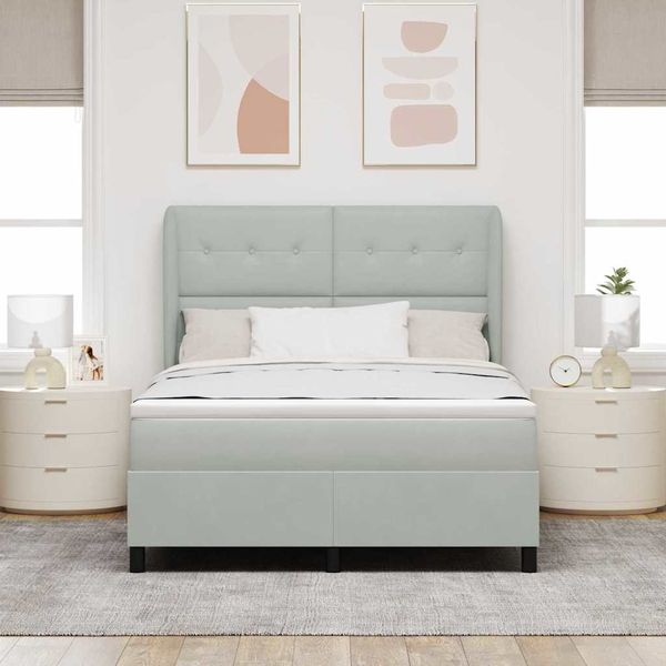 vidaXL Posteľ s pružinovým rámom Svetlosivá 200 x 160 cm Zamat