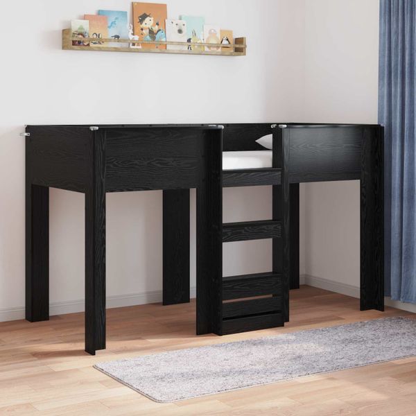 vidaXL Poschodová posteľ pre deti s úložiskom Čierny dub 75 x 190 cm