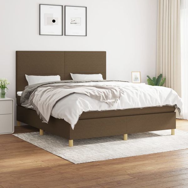 vidaXL Boxspring posteľ s matracom tmavohnedá 180x200 cm látka