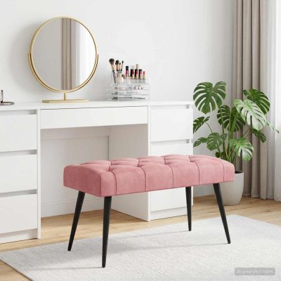 vidaXL Lavica s gombíkovým prešívaním Ružová 80 x 40 x 46 cm Zamat