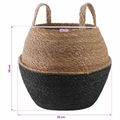 vidaXL Kvetináč s uchami Čierna Ø 32 x 32 cm 100% Morská tráva