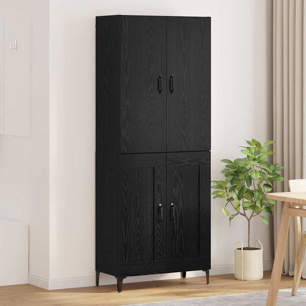 vidaXL Highboard Čierny dub 69,5 x 34 x 180 cm Kompozitné drevo