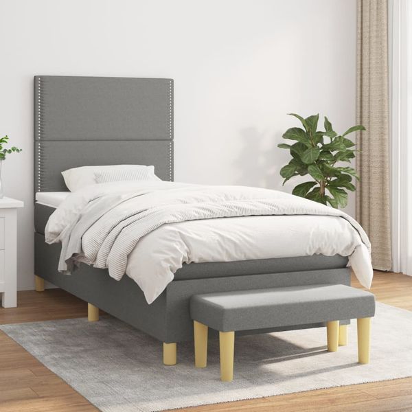vidaXL Boxspring posteľ s matracom tmavosivá 90x190 cm látka