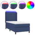 vidaXL Posteľ boxsping s matracom a LED modrá 100x200 cm látka