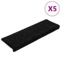 vidaXL Schodové rohože 5 ks 65x21x4 cm čierne s obdĺžnikovým okrajom