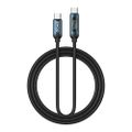 BWOO USB-C - USB-C kábel 1m 60W s LED displejom, opletený, čierny