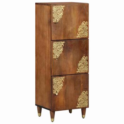 vidaXL Highboard s poličkou Hnedá 40 x 33 x 110 cm Masívne mango drevo