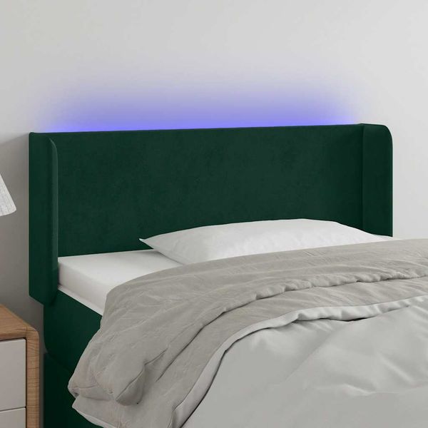vidaXL Čelo postele s LED tmavozelené 103x16x78/88 cm zamat