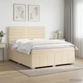 vidaXL Posteľ boxspring s matracom Krémová 140 x 190 cm Látka