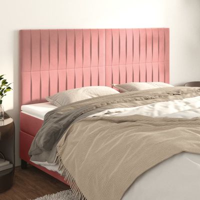 vidaXL Čelo postele ružové 160x5x118/128 cm zamatové