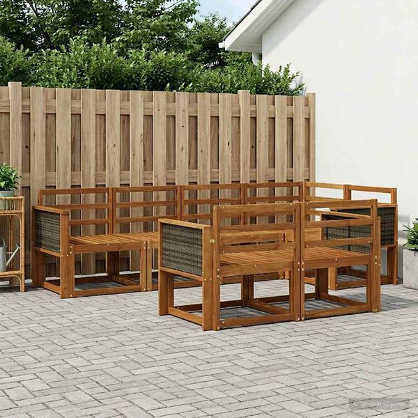 vidaXL Záhradná súprava gaučov 7 pcs Prírodná Pevné akáciové drevo