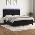 vidaXL Posteľ boxsping s matracom a LED čierna 160x200 cm zamat