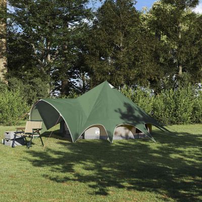 vidaXL Teepee stan pre 3 osoby Zelená a šedá 312 x 312 x 197 cm