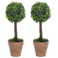 vidaXL Umelé krušpány v tvare gule 2 ks s črepníkmi zelené 41 cm