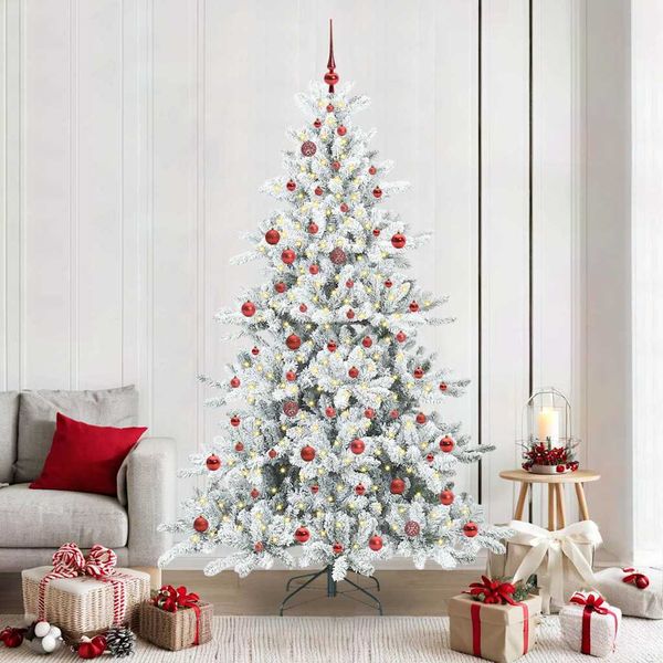 vidaXL Umelý Sklápací Vianočný Stromček Biela 210 cm PVC a oceľ