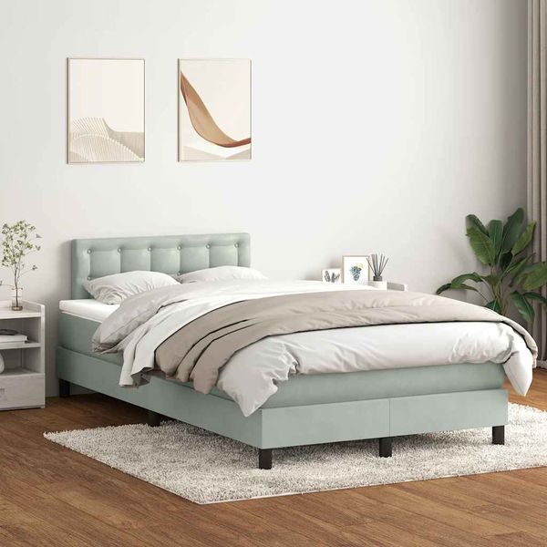 vidaXL Posteľný rám boxsping s matracom bledosivý 120x210 cm zamat