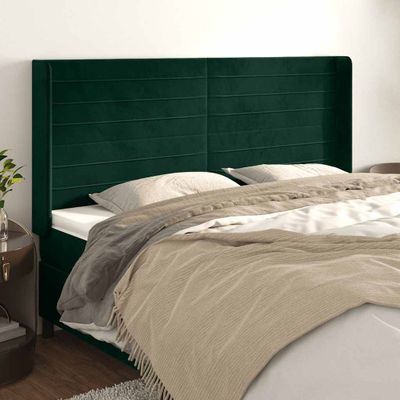 vidaXL Čelo postele so záhybmi tmavozelený 163x16x118/128 cm zamat